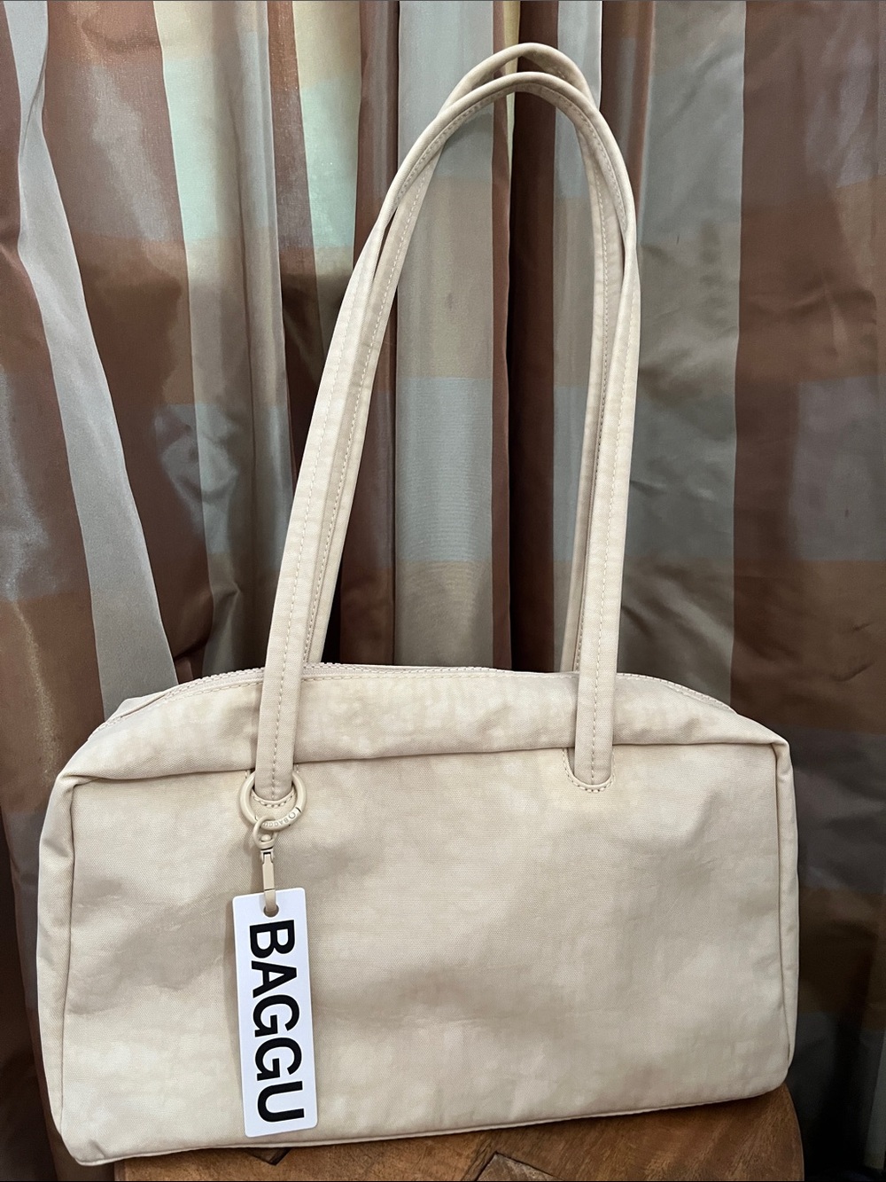 BAGGU Nylon Bowler Bag Custard